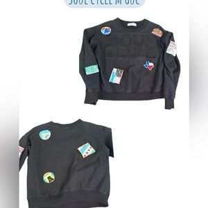 Soul cycle medium crew neck pullover with state patches sweatshirt
